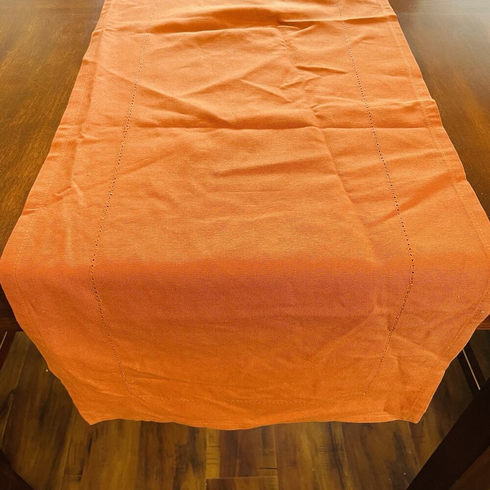 Nicole Miller Table Runner Harvest Orange Rectangle Fall Autumn Cotton 16"x78"‎